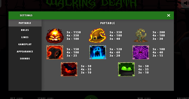 macaw gaming walking death paytable paytable
