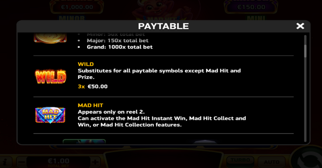 mad hit devil paytable 1 paytable