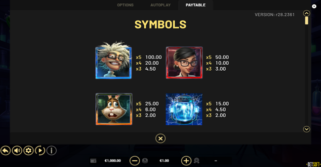 mad scientist breaking beakers hold and win paytable 1 paytable