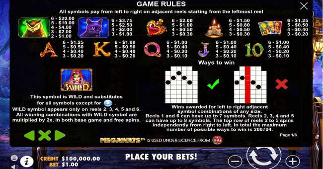 madame destiny megaways 2 paytable