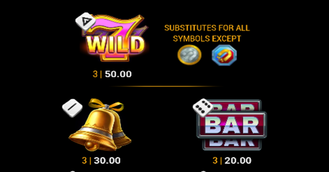 magnetic coins dice paytable 1 paytable