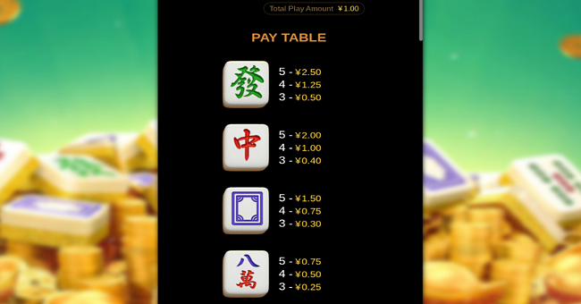 mahjong break paytable 1 paytable