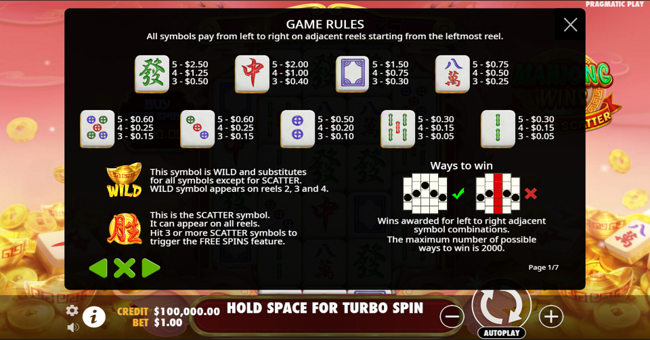 mahjong wins super paytable paytable