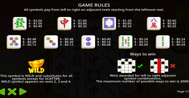 mahjong wins triple pot paytable paytable