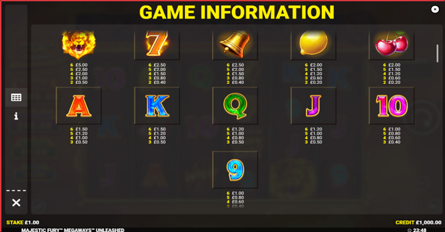 majestic fury megaways unleashed paytable paytable