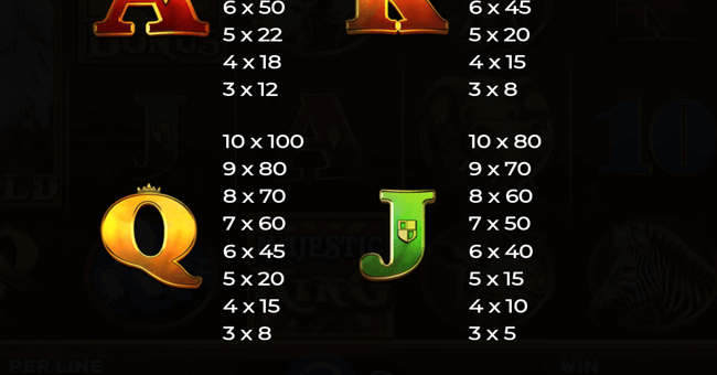 majestic king paytable 4 paytable