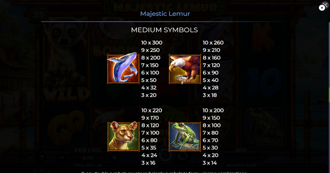 majestic lemur paytable 1 paytable