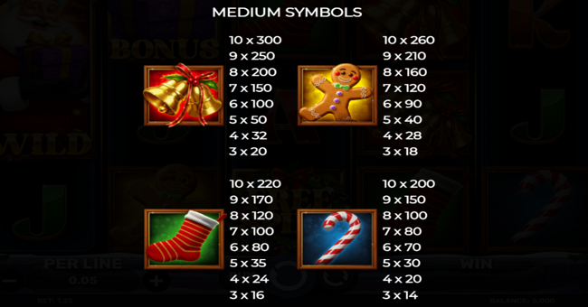 majestic santa paytable 1 paytable