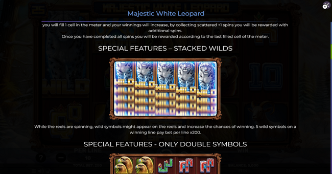 majestic white leopard paytable 1 paytable