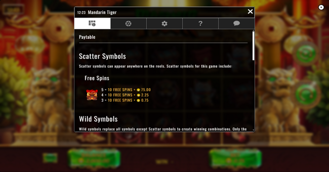 mandarin tiger paytable 2 paytable