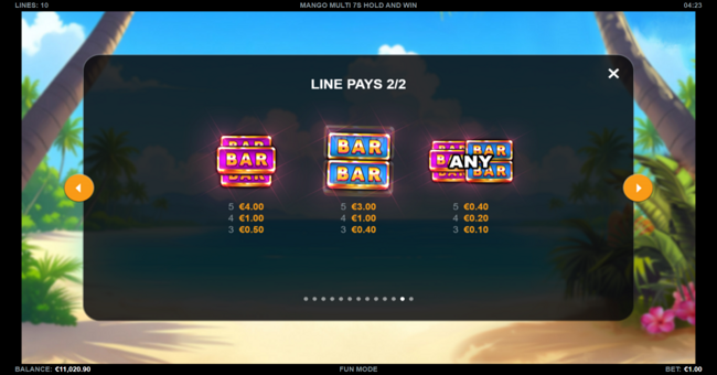mango multi 7s hold and win paytable 2 paytable