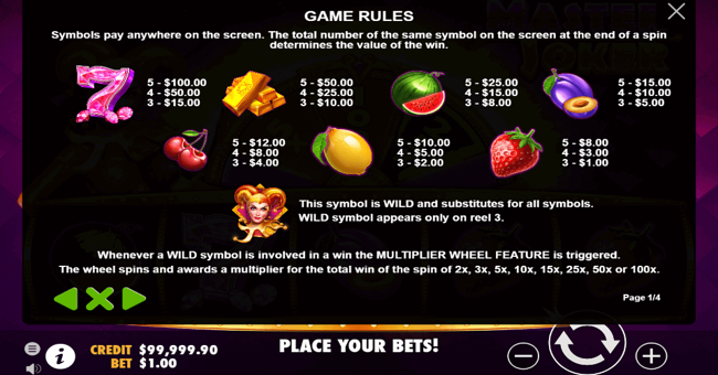 master joker paytable paytable