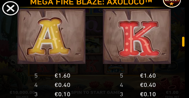 mega fire blaze axoloco paytable 3 paytable