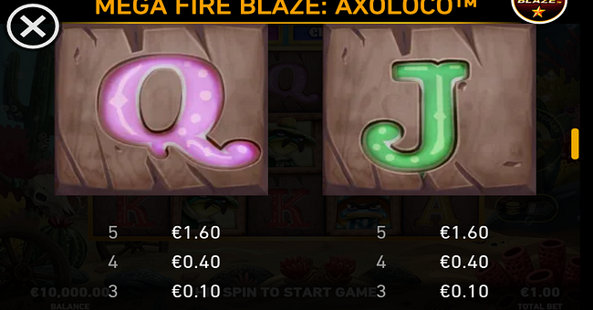 mega fire blaze axoloco paytable 4 paytable