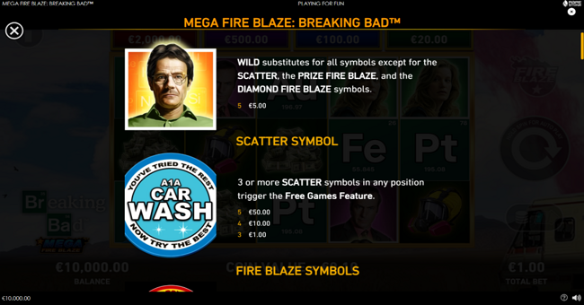 mega fire blaze breaking bad paytable 1 paytable