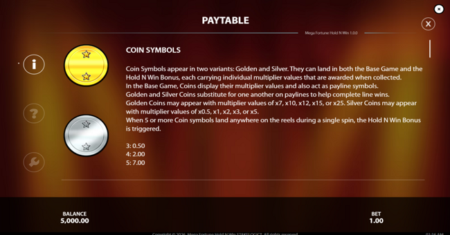 mega fortune hold n win paytable 1 paytable