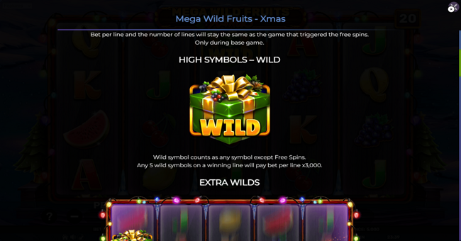 mega wild fruits xmas paytable 1 paytable