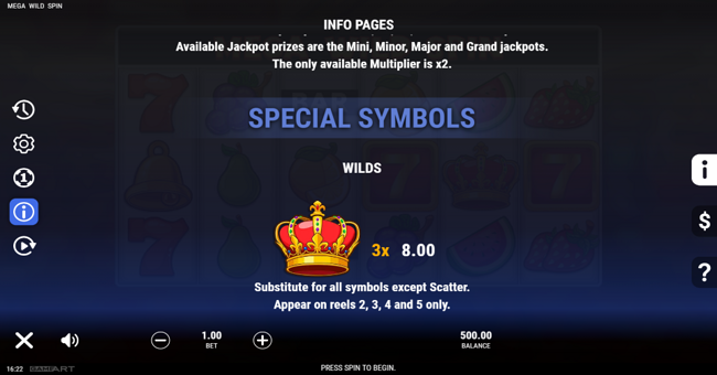 mega wild spin paytable 1 paytable