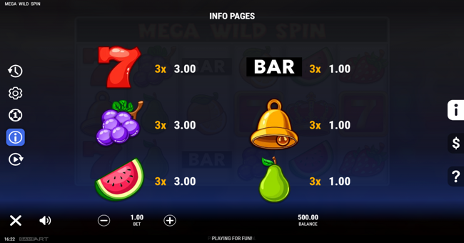 mega wild spin paytable 2 paytable