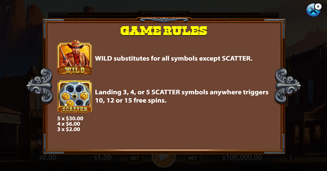 mega wild west paytable 1 paytable