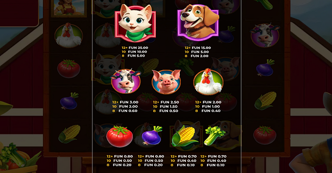 megafair fortune farm paytable paytable