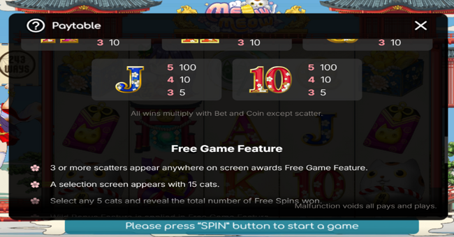 meow meow paytable 3 paytable