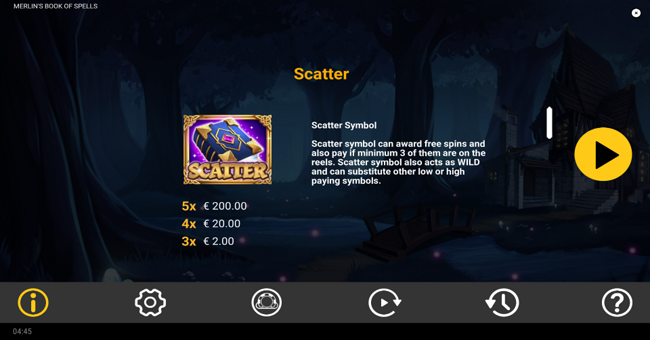 merlins book of spells paytable 1 paytable