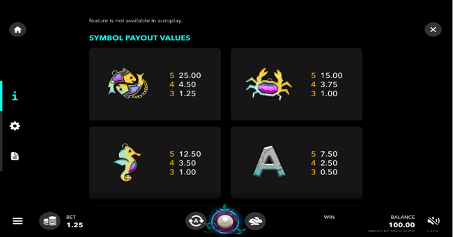 mermaids bay paytable paytable