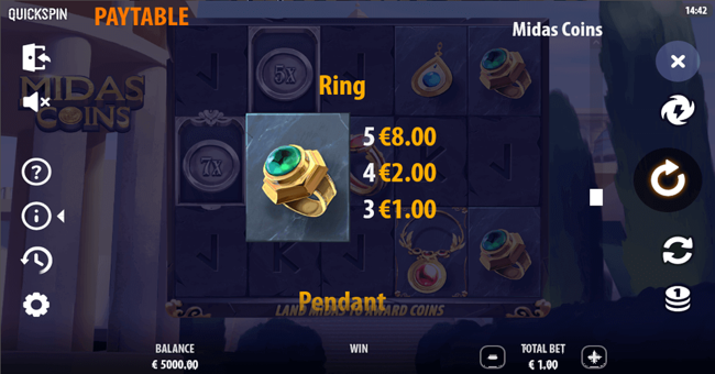 midas golden touch paytable 1 paytable