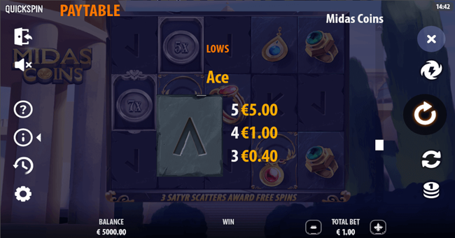 midas golden touch paytable 5 paytable