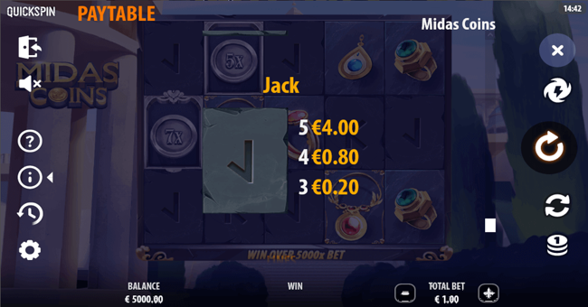 midas golden touch paytable 8 paytable