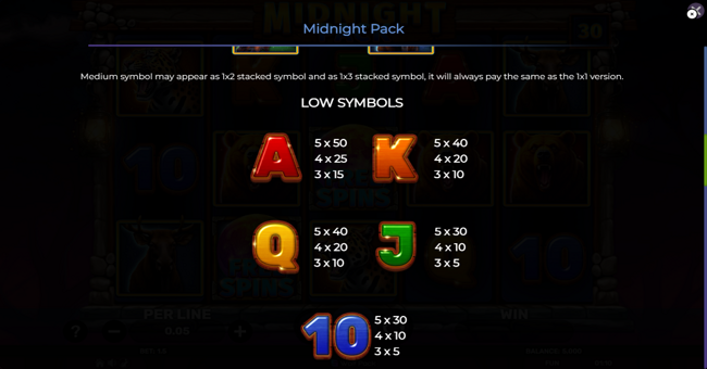 midnight pack paytable 3 paytable