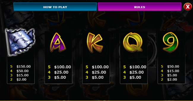 ming warrior paytable2 paytable