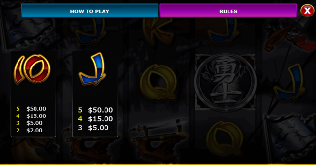 ming warrior paytable3 paytable