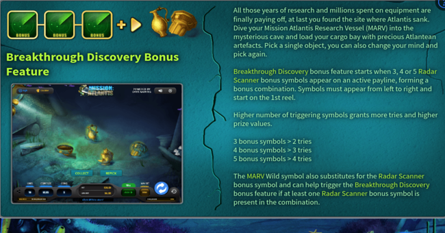 mission atlantis paytable 2 paytable