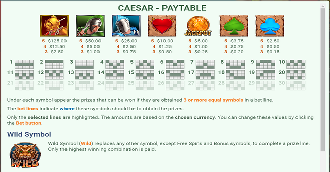 mobilots caesar paytable paytable