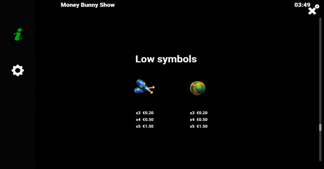 money bunny show paytable 5 paytable