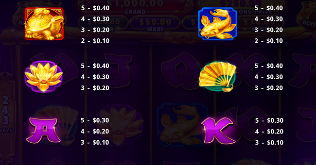 money gong empress paytable 2 paytable