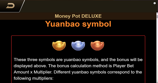money pot deluxe paytabe 1 paytable