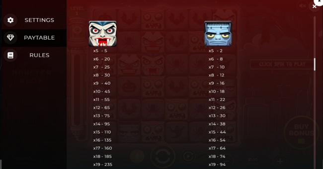 monster blox paytable 1 paytable