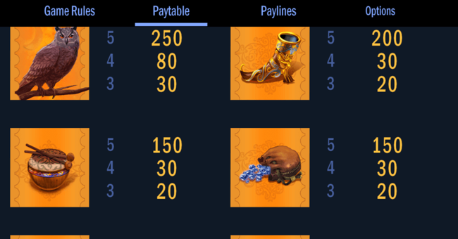 moon oak deluxe paytable 3 paytable
