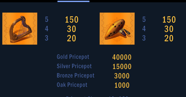 moon oak deluxe paytable 4 paytable