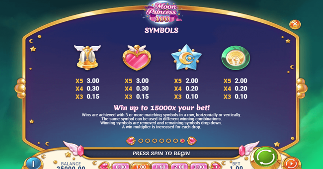moon princess 100 paytable 2 paytable