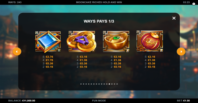 mooncake riches hold and win paytable 2 paytable