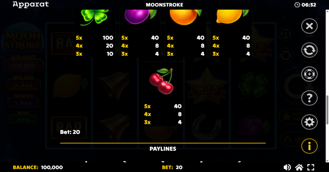 moonstroke paytable 2 paytable