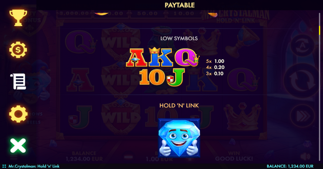 mr crystalman hold n link paytable 2 paytable
