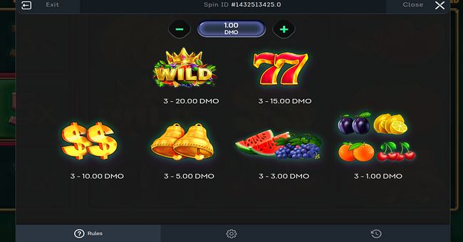 multi hot 5 wild paytable paytable