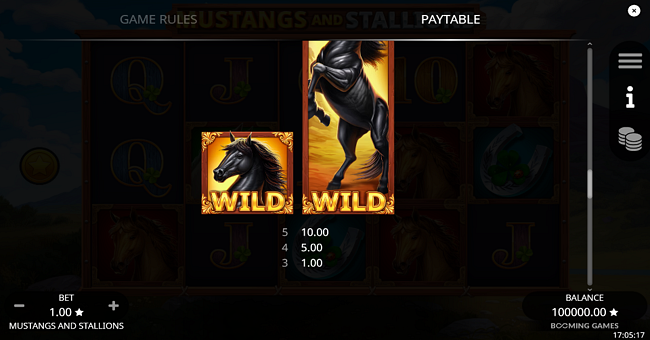 mustang and stallions paytable 2 paytable
