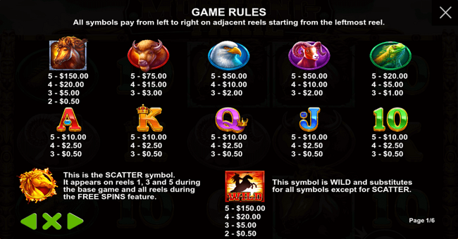 mustang trail paytable paytable