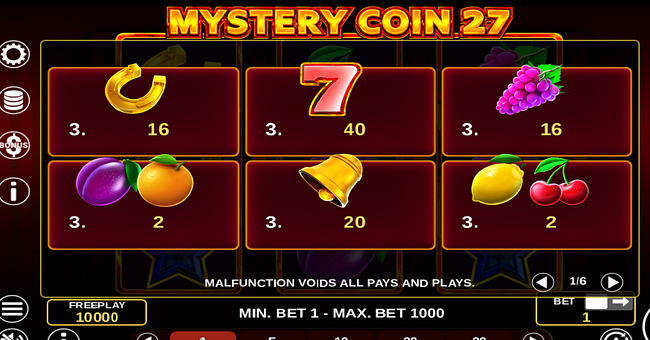 mystery coin 27 paytable paytable
